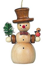 Natural Snowman<br>Müller Wooden Ornament